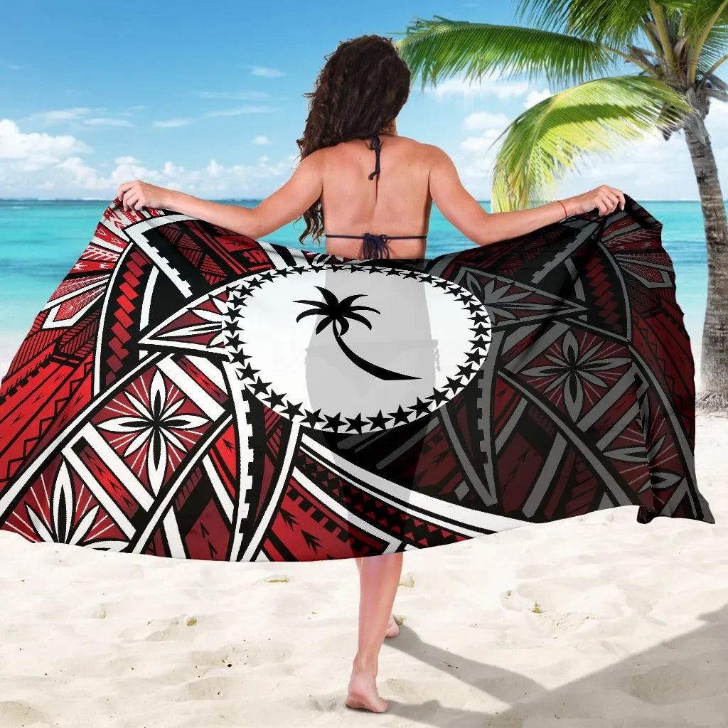 Chuuk Sarong - Tribal Flower Special Pattern Red Color