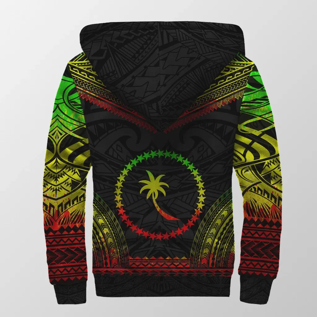 Chuuk Sherpa Hoodie - Luku Fred Polynesian Chief Reggae Version