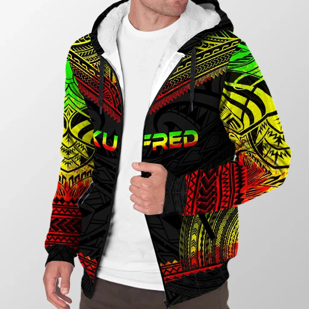 Chuuk Sherpa Hoodie - Luku Fred Polynesian Chief Reggae Version