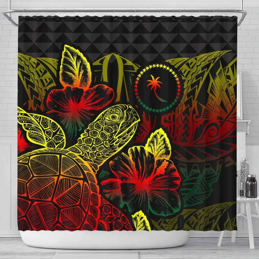 Chuuk Shower Curtain Turtle Hibiscus Reggae