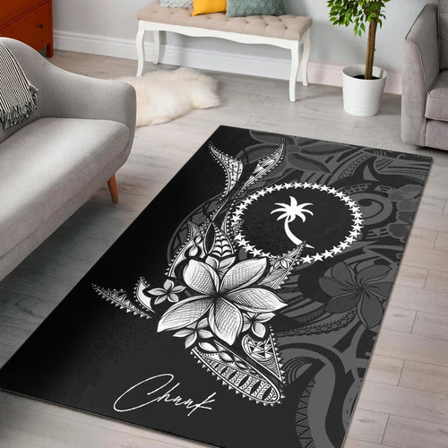 Chuuk State Area Rug - Fish With Plumeria Flowers Style