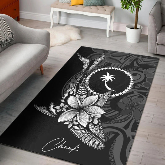 Chuuk State Area Rug - Fish With Plumeria Flowers Style