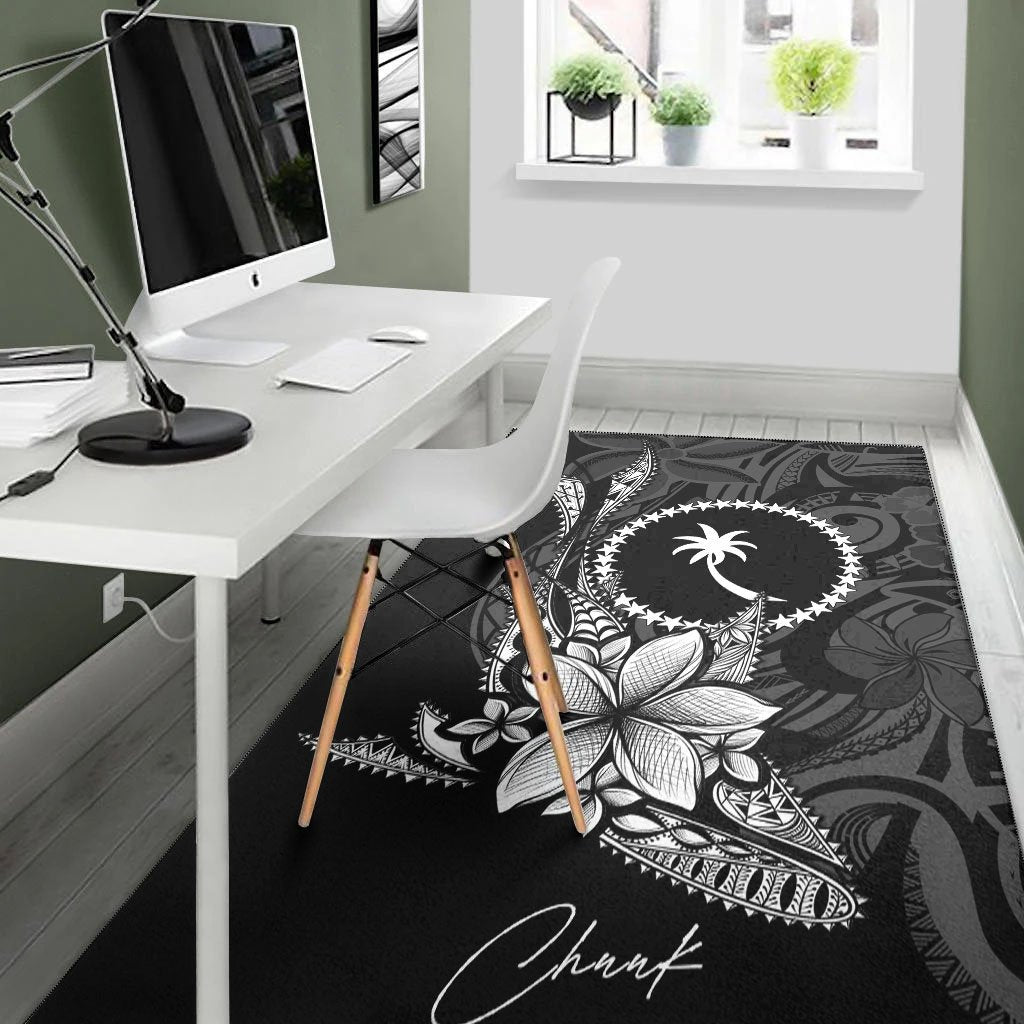 Chuuk State Area Rug - Fish With Plumeria Flowers Style