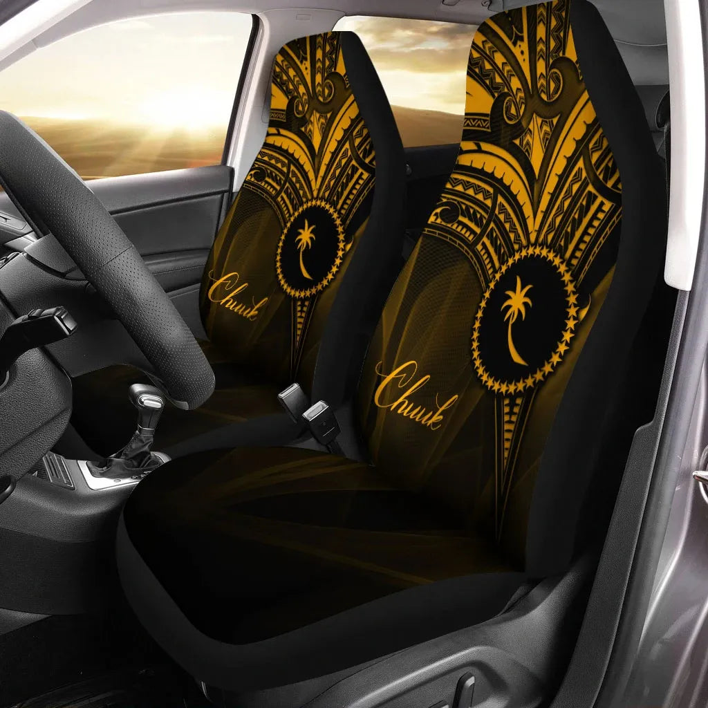 Chuuk State Car Seat Cover - Gold Color Cross Style