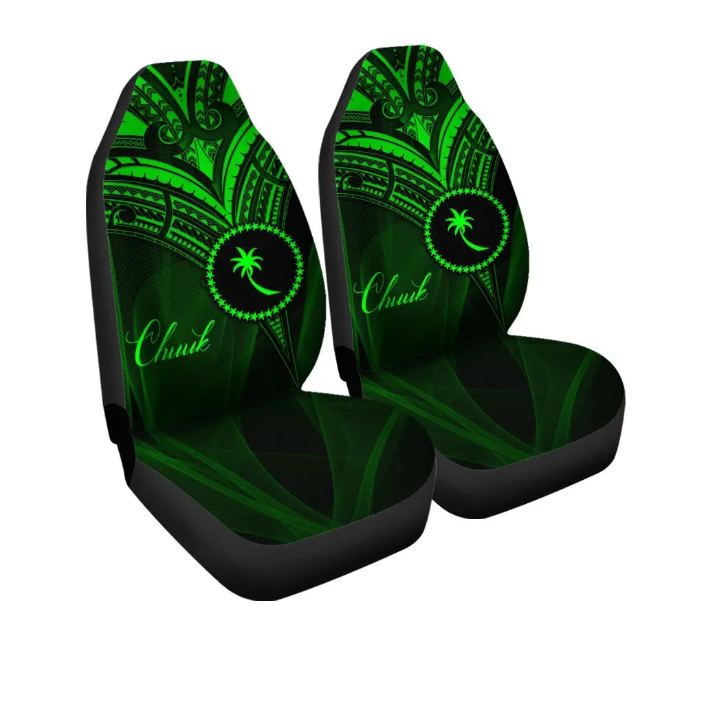 Chuuk State Car Seat Cover - Green Color Cross Style