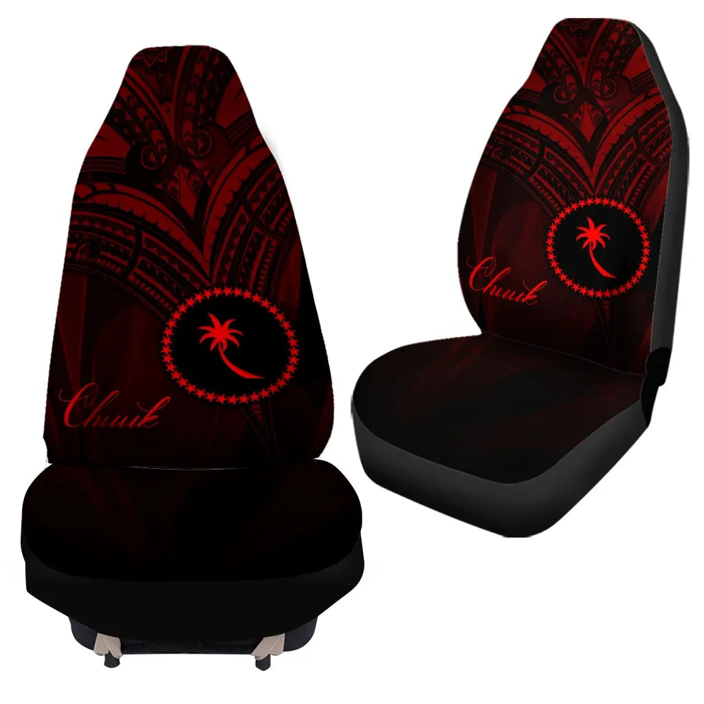 Chuuk State Car Seat Cover - Red Color Cross Style