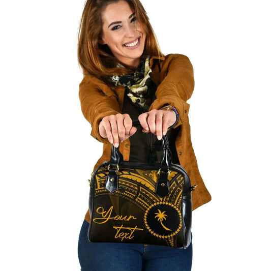 Chuuk State Custom Personalised Shoulder Handbag - Cross Style Gold Color