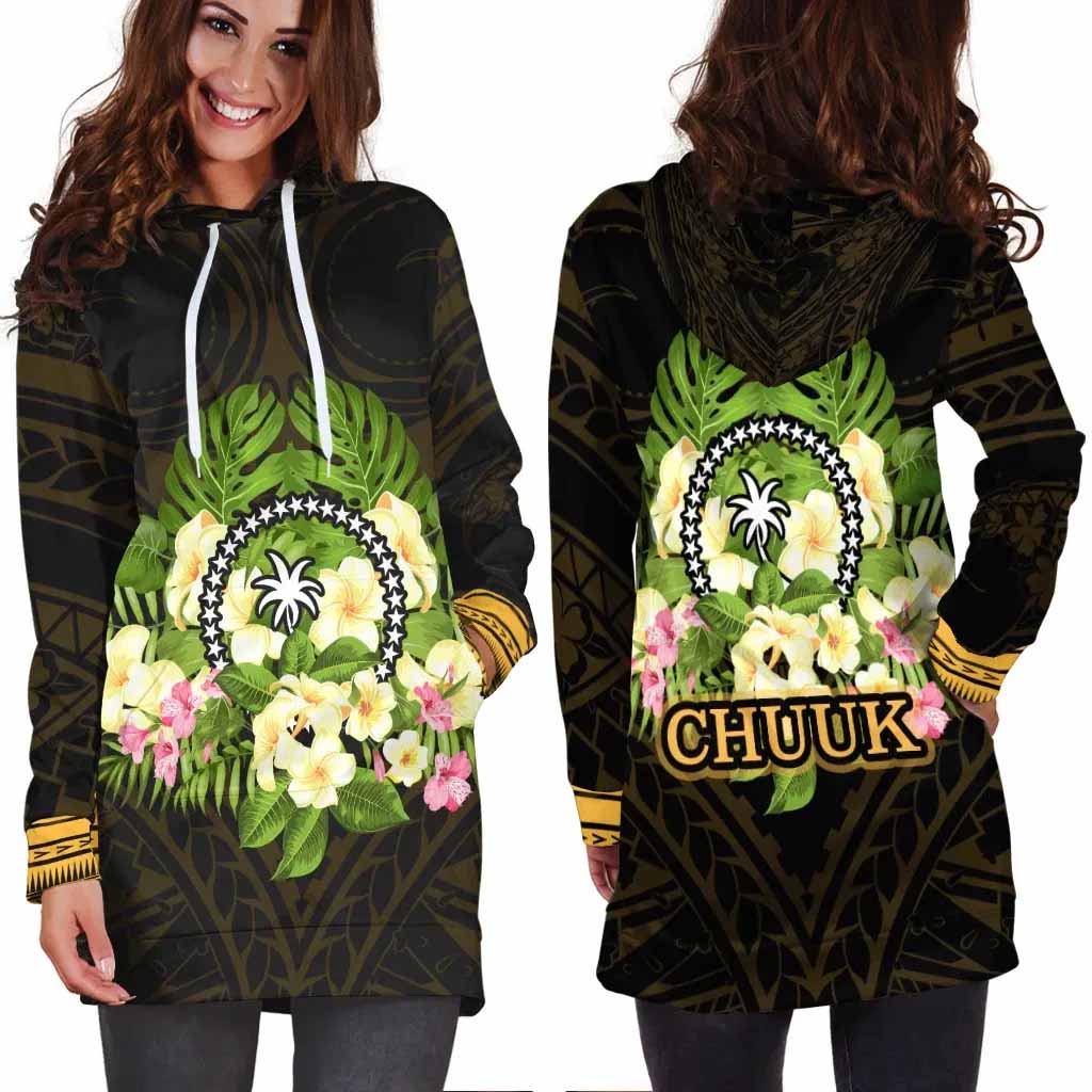 Chuuk State Hoodie Dress - Polynesian Gold Patterns Collection