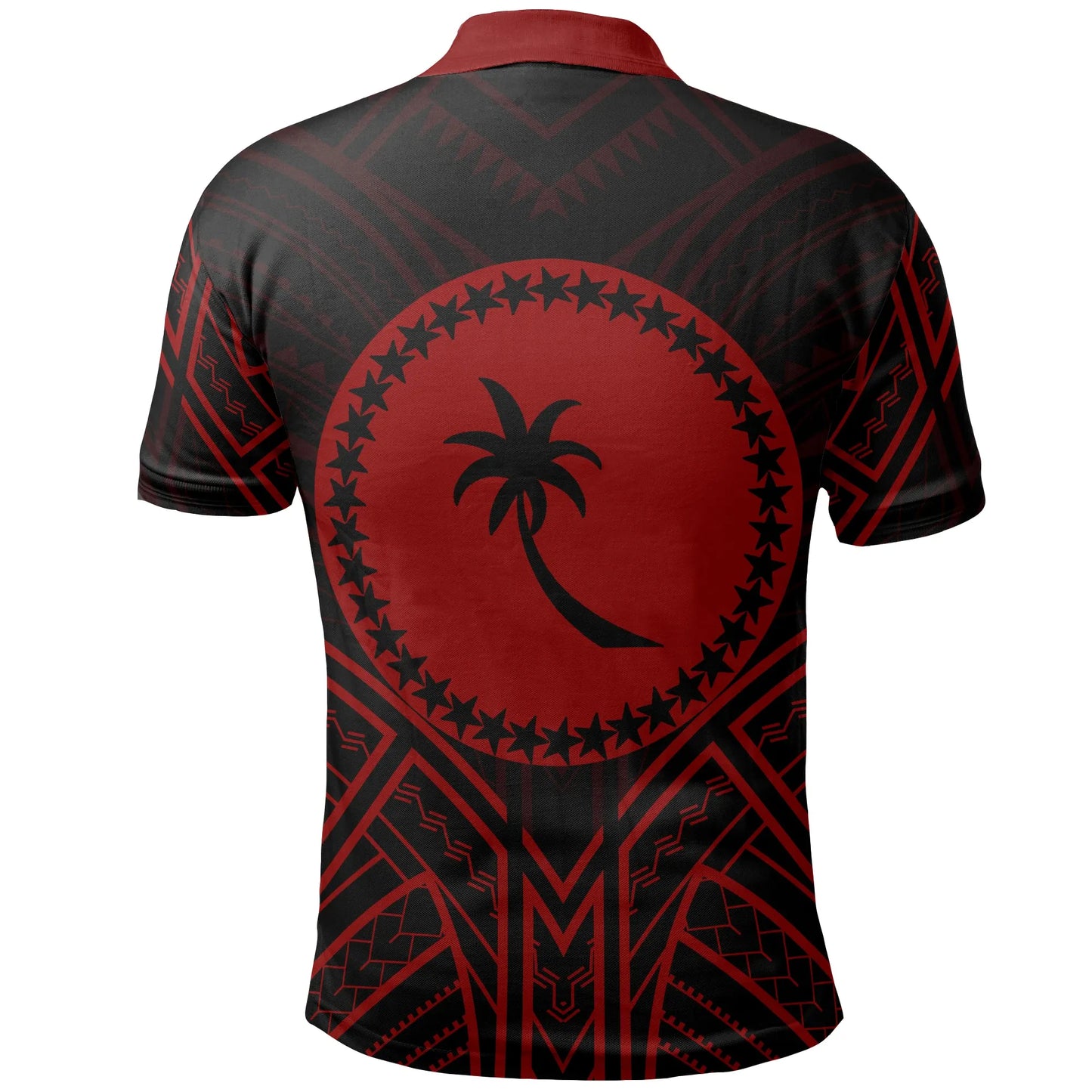 Chuuk State Polo Shirt - Chuuk State Seal Red Tribal Patterns