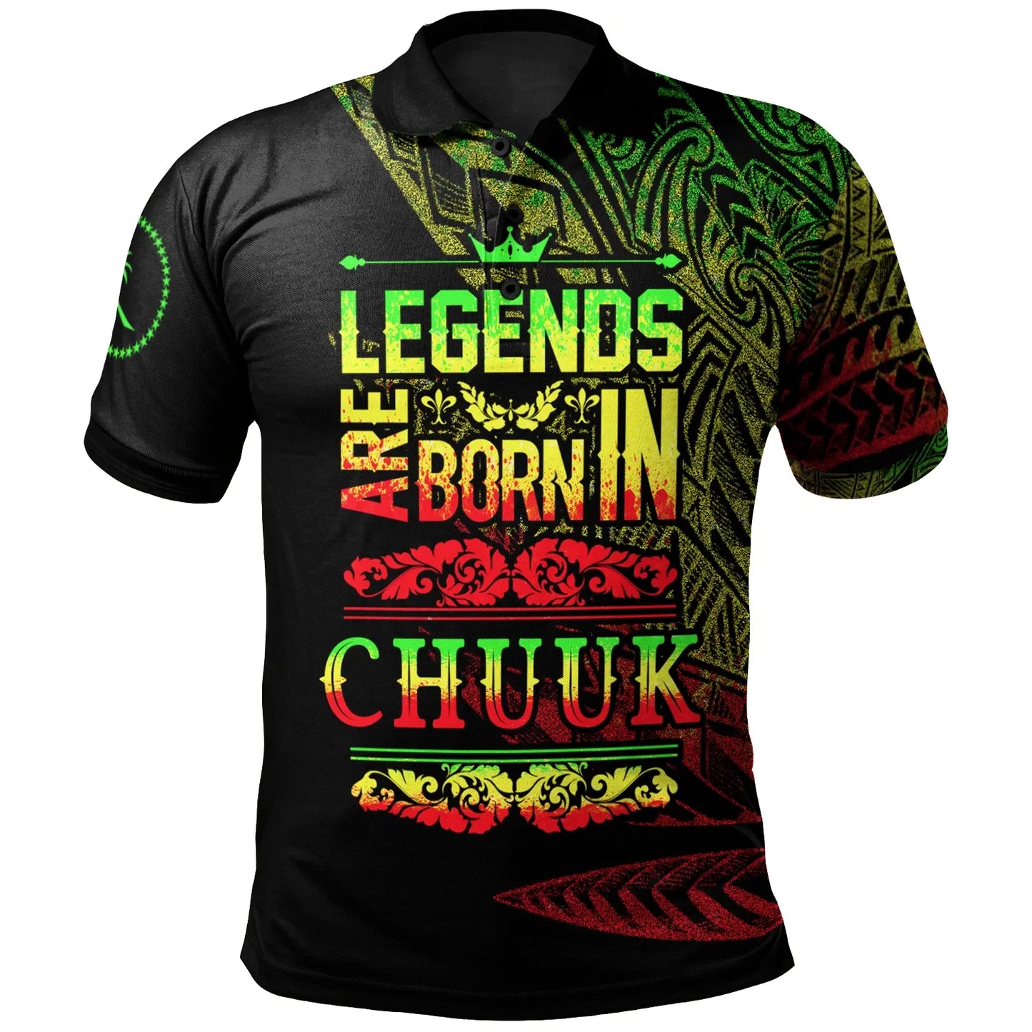 Chuuk State Polo Shirt - Legends Are Born In Reggae Color