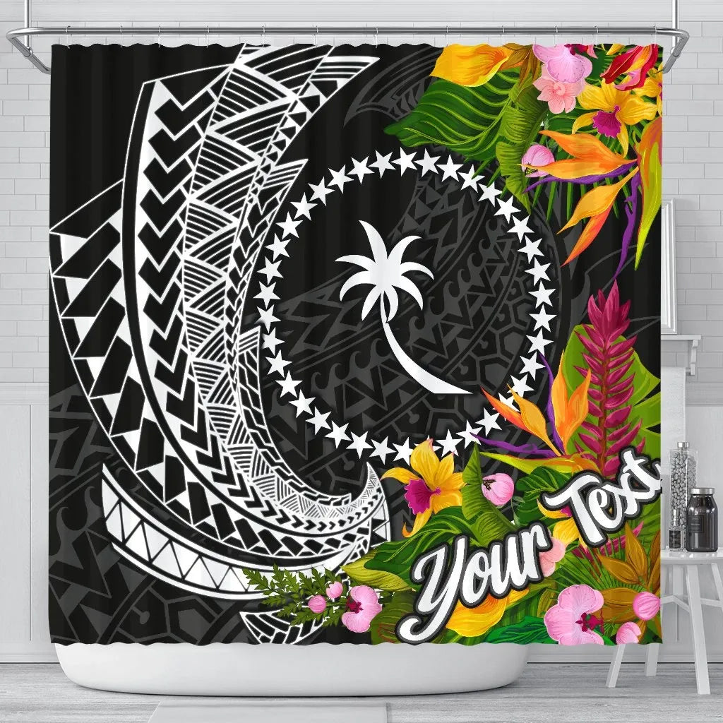Chuuk State Shower Curtains - Custom Personalised Seal Spiral Polynesian Patterns