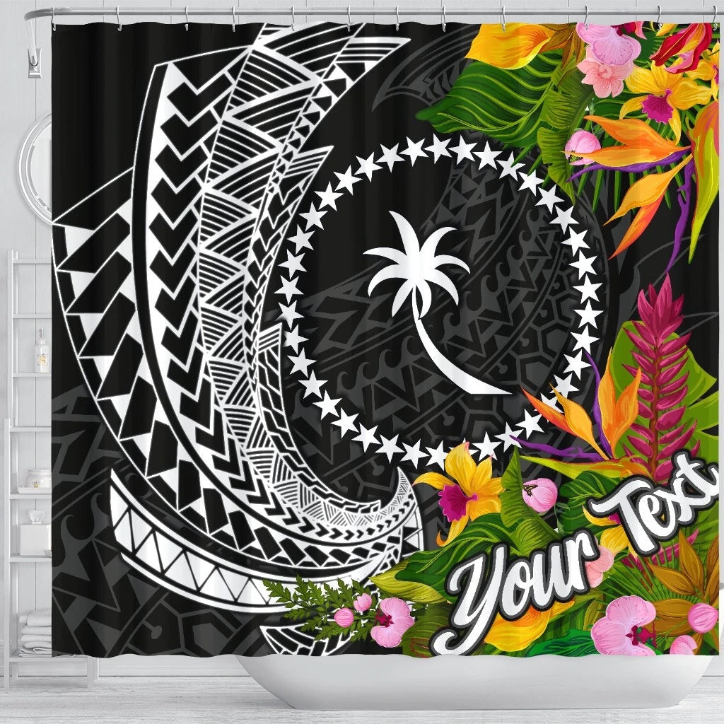Chuuk State Shower Curtains - Custom Personalised Seal Spiral Polynesian Patterns