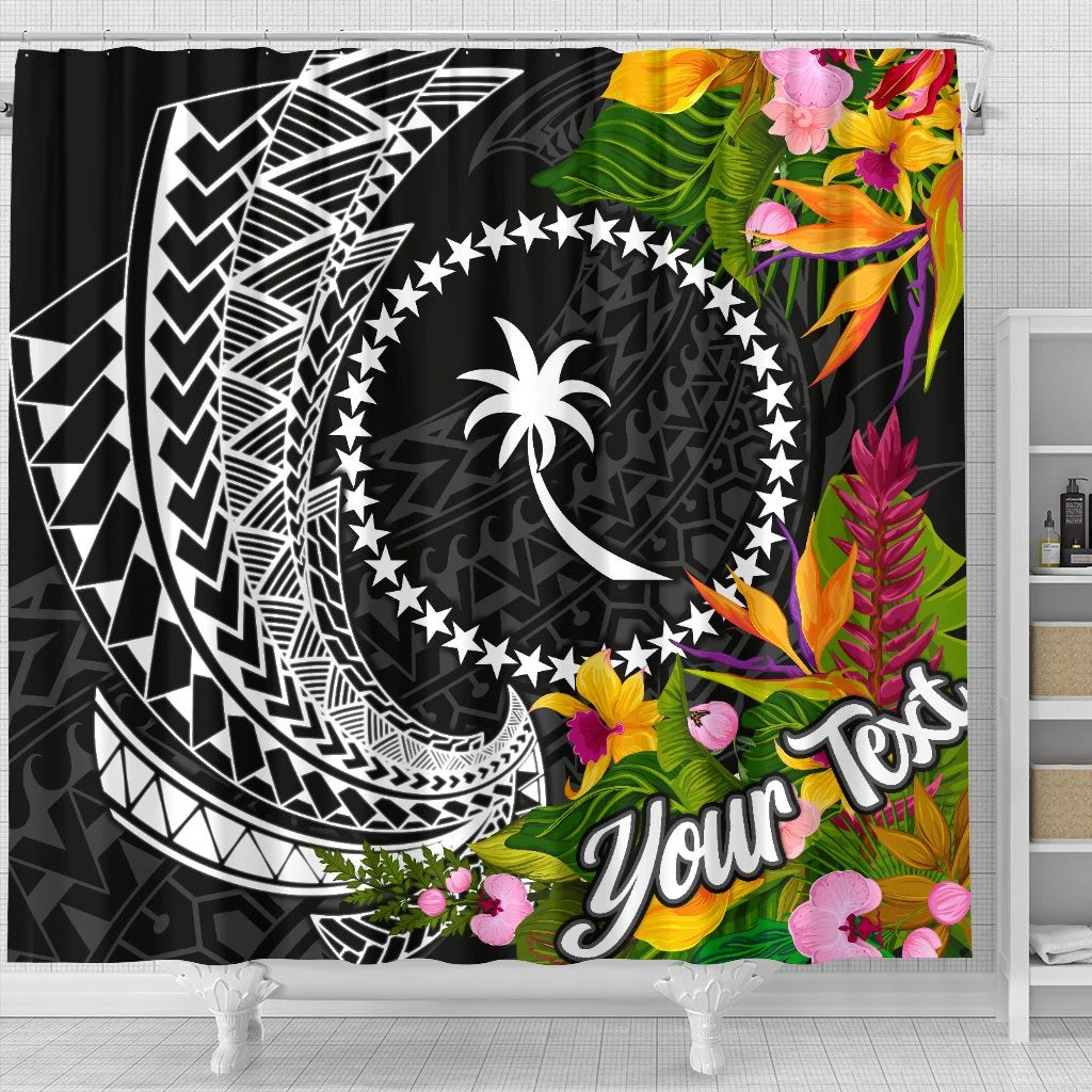 Chuuk State Shower Curtains - Custom Personalised Seal Spiral Polynesian Patterns