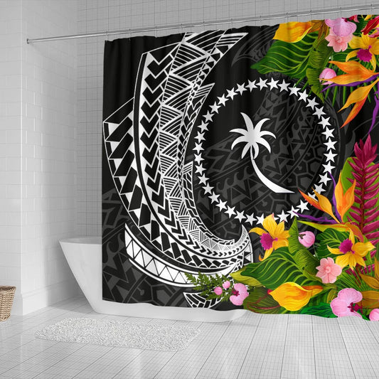 Chuuk State Shower Curtains - Seal Spiral Polynesian Patterns