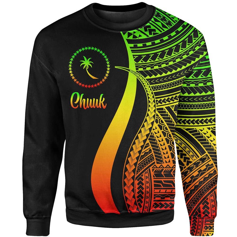Chuuk Sweatshirt - Reggae Polynesian Tentacle Tribal Pattern