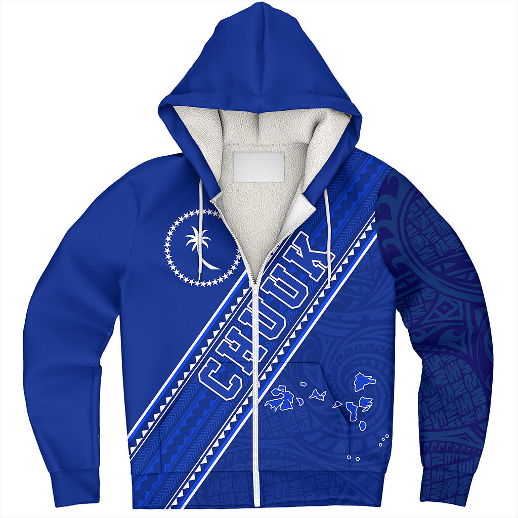 Chuuk State Sherpa Hoodie Flag And Coat Of Arms