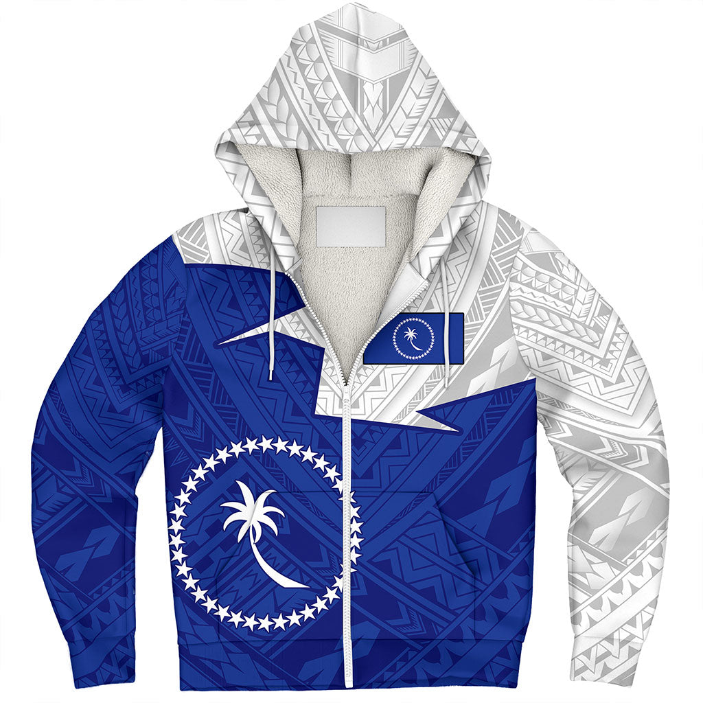 Chuuk State Sherpa Hoodie Polynesian Tattoo Flag And Coat Of Arms