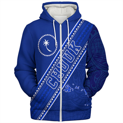 Chuuk State Sherpa Hoodie Flag And Coat Of Arms
