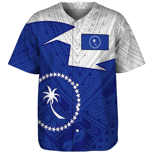 Chuuk State Baseball Shirt Polynesian Tattoo Flag And Coat Of Arms