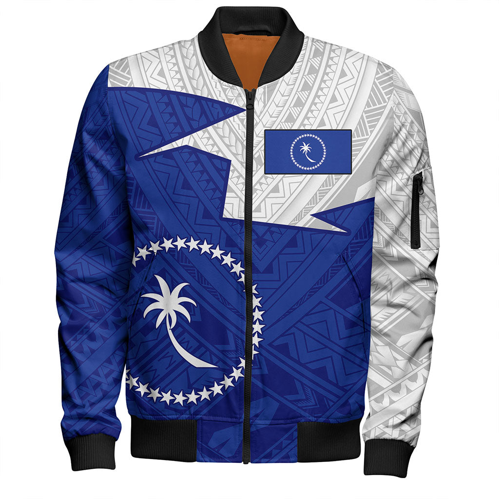 Chuuk State Bomber Jacket Polynesian Tattoo Flag And Coat Of Arms