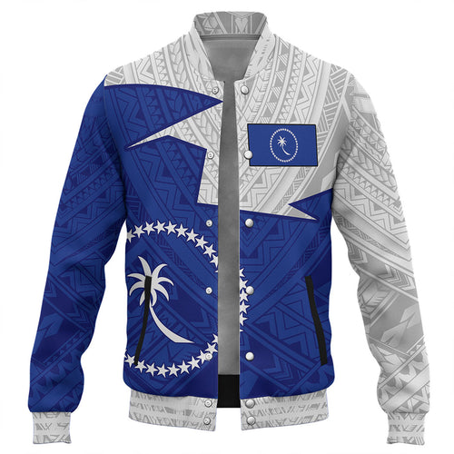 Chuuk State Baseball Jacket Polynesian Tattoo Flag And Coat Of Arms
