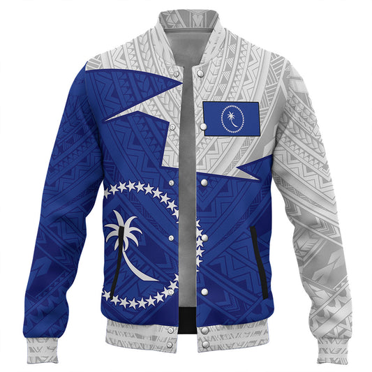 Chuuk State Baseball Jacket Polynesian Tattoo Flag And Coat Of Arms