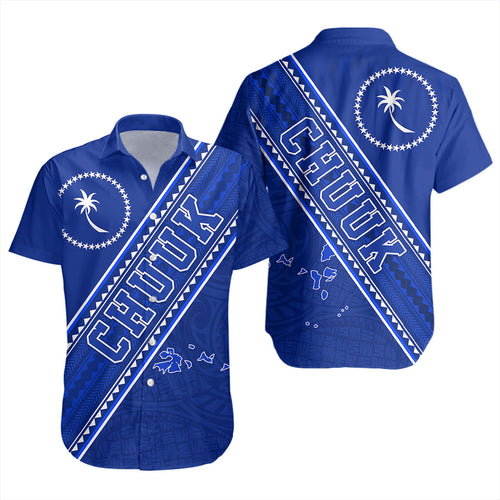 Chuuk State Short Sleeve Shirt Flag And Coat Of Arms