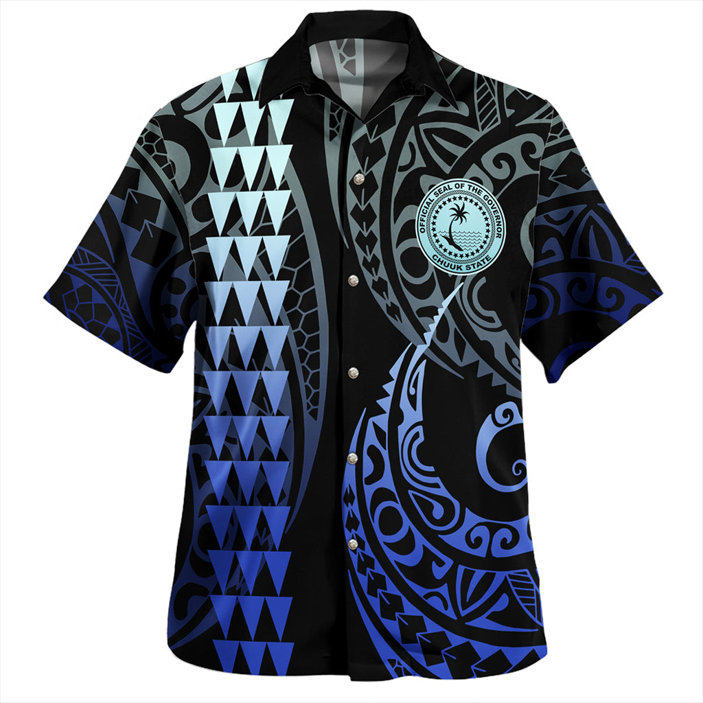 Chuuk State Combo Dress And Shirt Coat Of Arms Kakau Style Gradient Blue