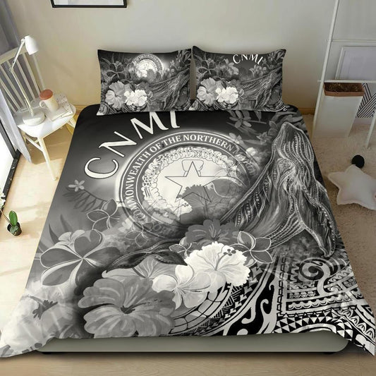 CNMI Bedding Set - Humpback Whale With Tropical Flowers (White)