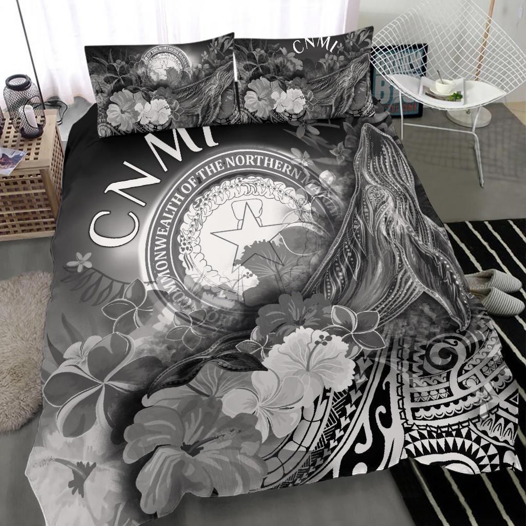 CNMI Bedding Set - Humpback Whale With Tropical Flowers (White)
