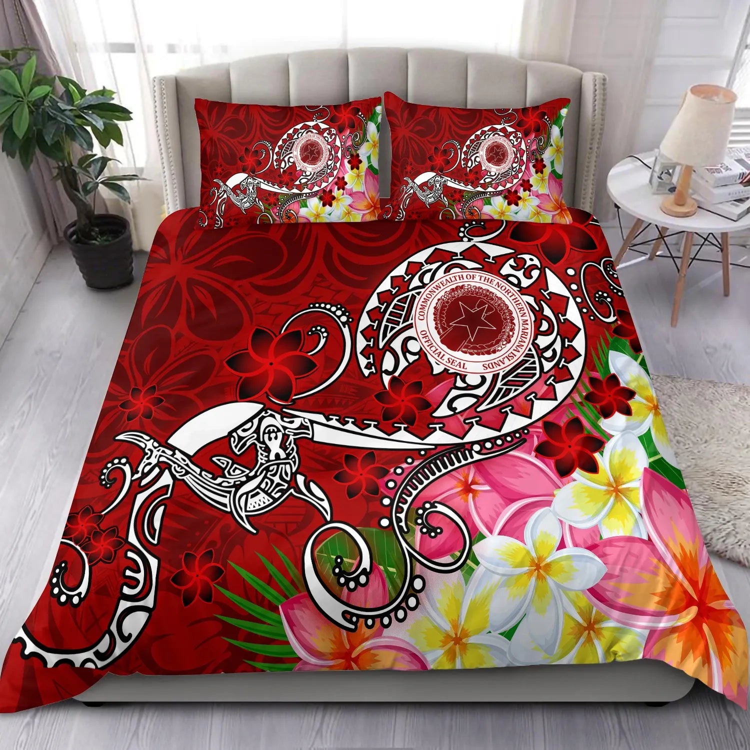 CNMI Bedding Set - Turtle Plumeria (Red)