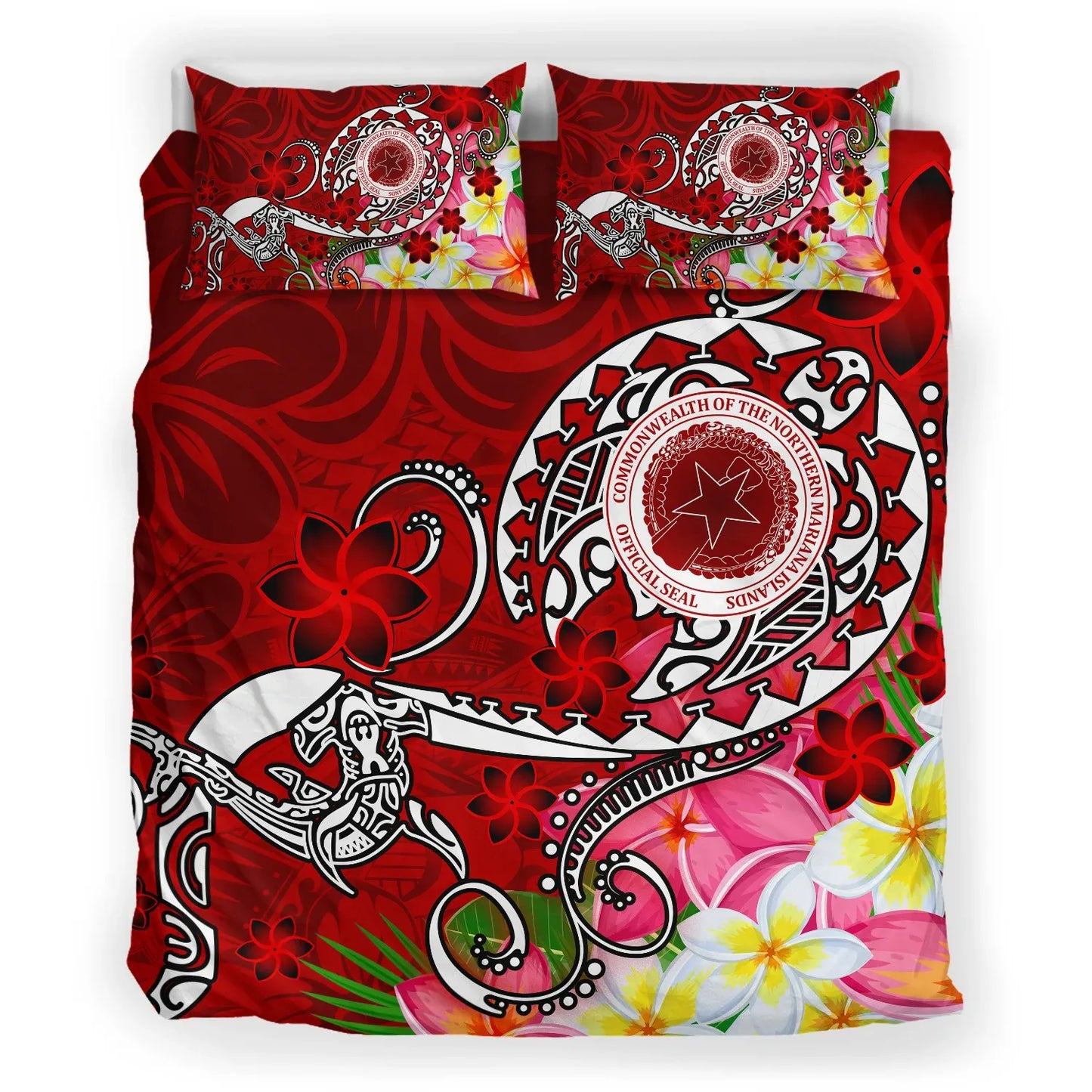 CNMI Bedding Set - Turtle Plumeria (Red)