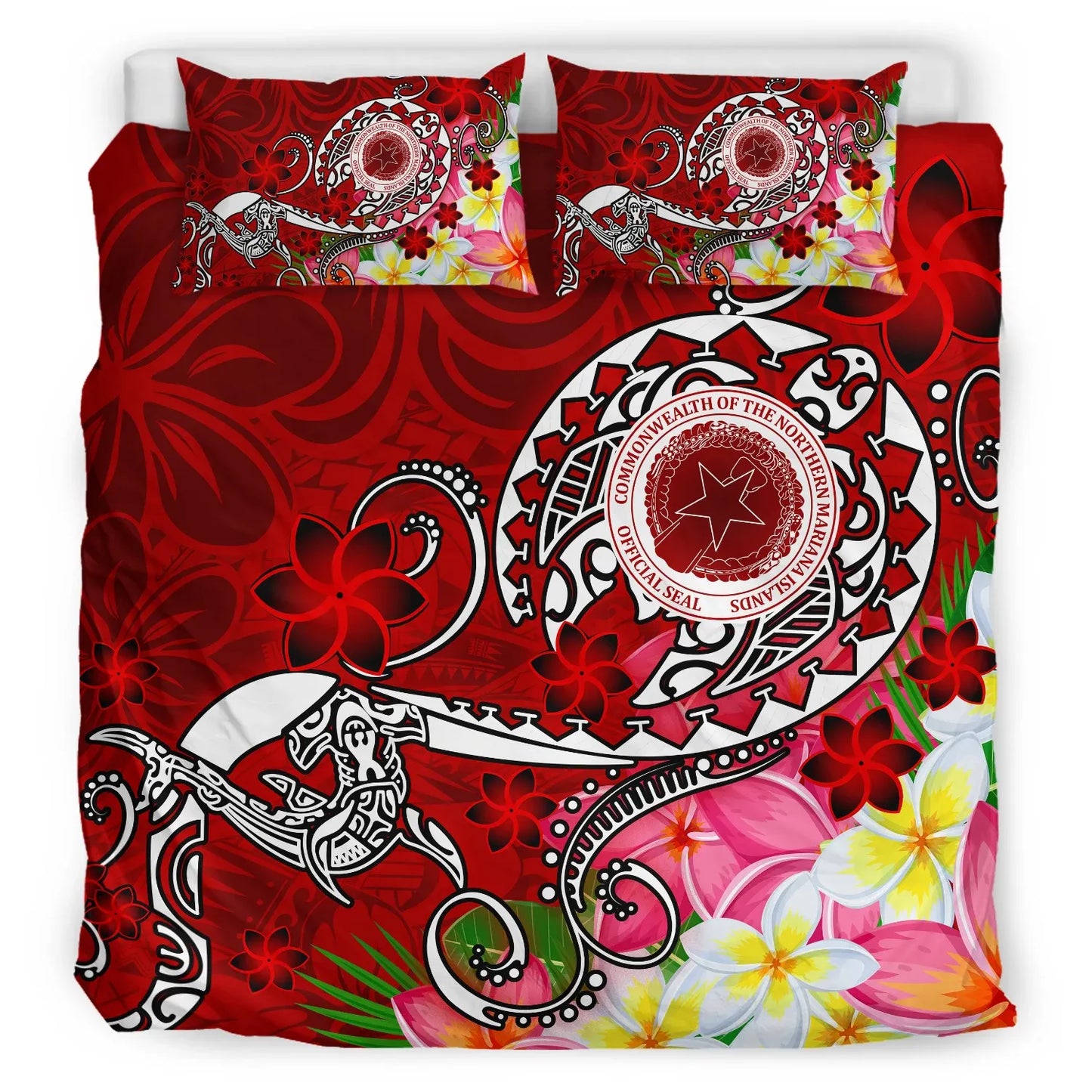 CNMI Bedding Set - Turtle Plumeria (Red)