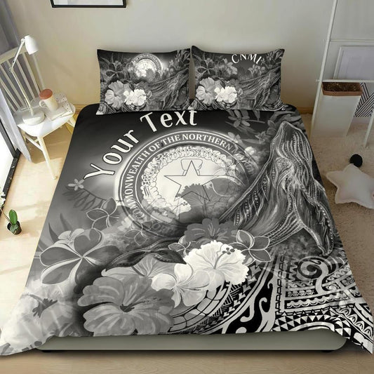 CNMI Custom Personalised Bedding Set - Humpback Whale With Tropical Flowers (White)