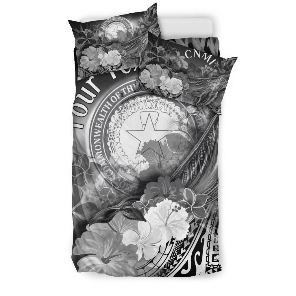 CNMI Custom Personalised Bedding Set - Humpback Whale With Tropical Flowers (White)