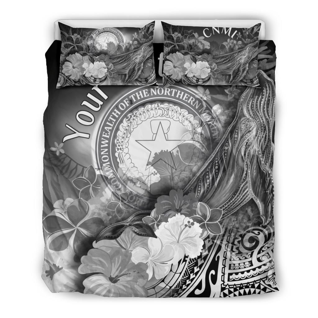 CNMI Custom Personalised Bedding Set - Humpback Whale With Tropical Flowers (White)