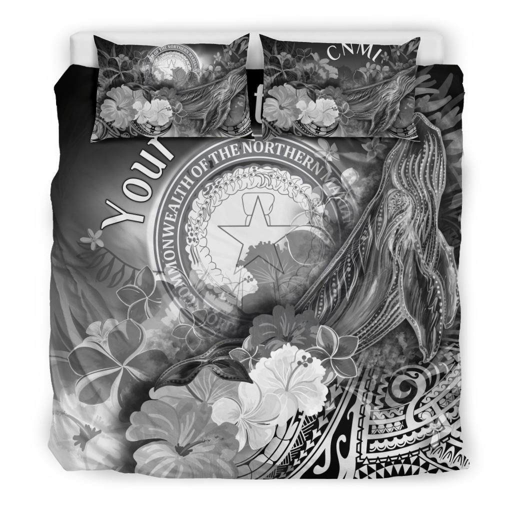 CNMI Custom Personalised Bedding Set - Humpback Whale With Tropical Flowers (White)