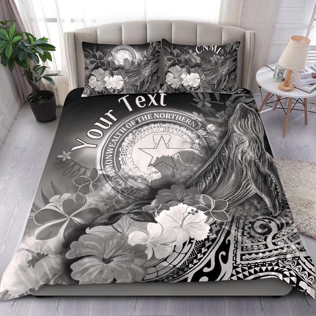 CNMI Custom Personalised Bedding Set - Humpback Whale With Tropical Flowers (White)