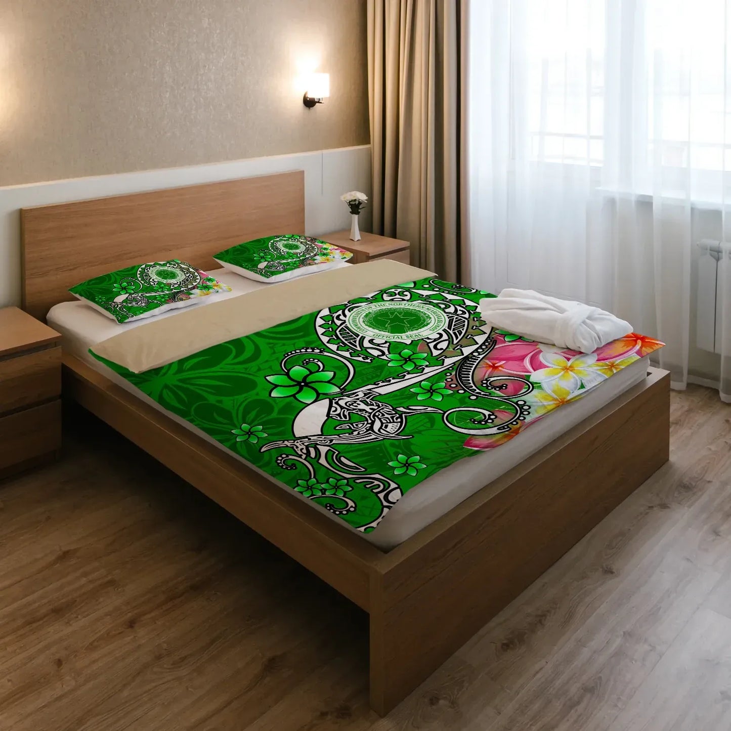 CNMI (Custom Personalised) Bedding Set - Turtle Plumeria (Green)