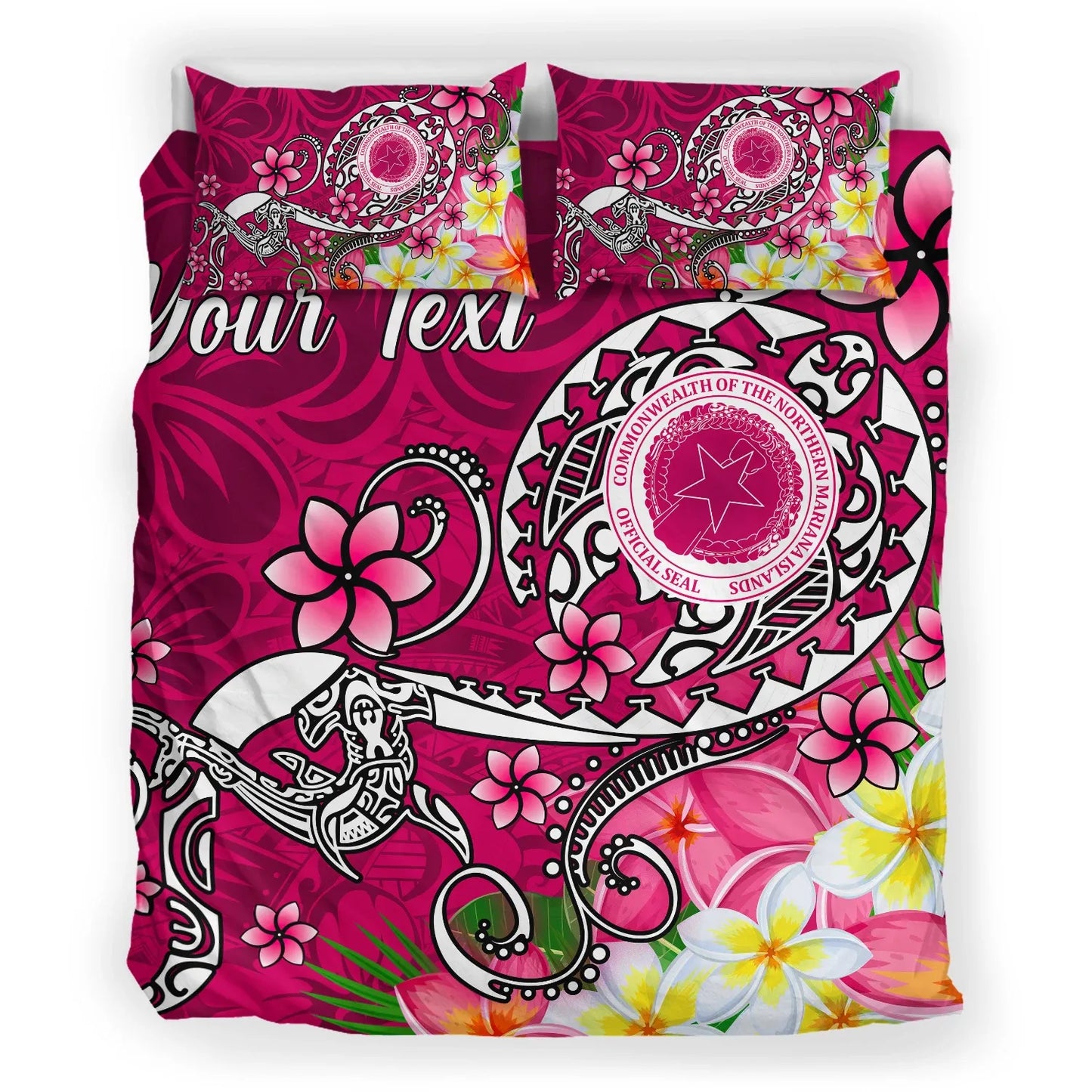 CNMI (Custom Personalised) Bedding Set - Turtle Plumeria (Pink)