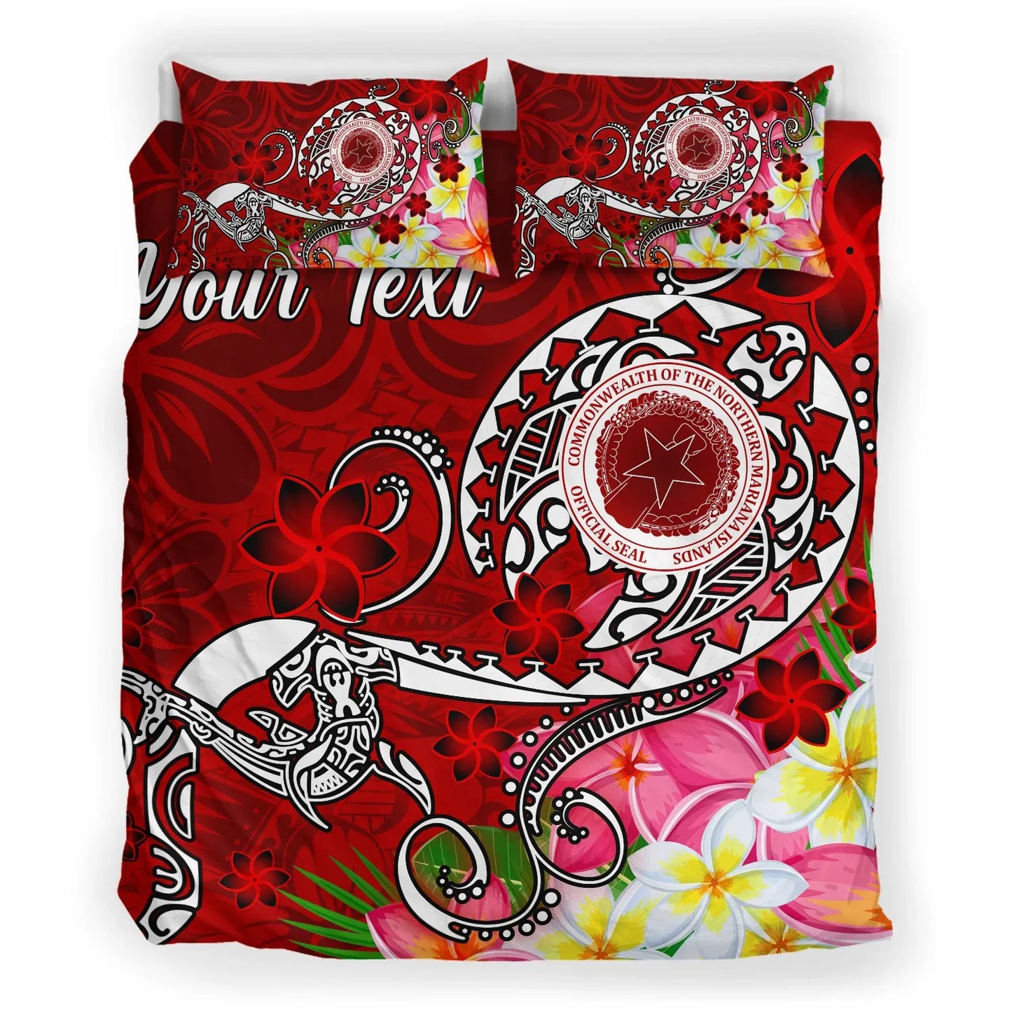 CNMI (Custom Personalised) Bedding Set - Turtle Plumeria (Red)