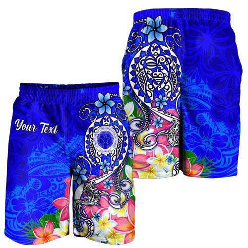 CNMI Custom Personalised Men Shorts - Turtle Plumeria (Blue)