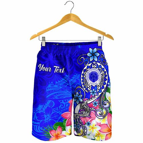 CNMI Custom Personalised Men Shorts - Turtle Plumeria (Blue)