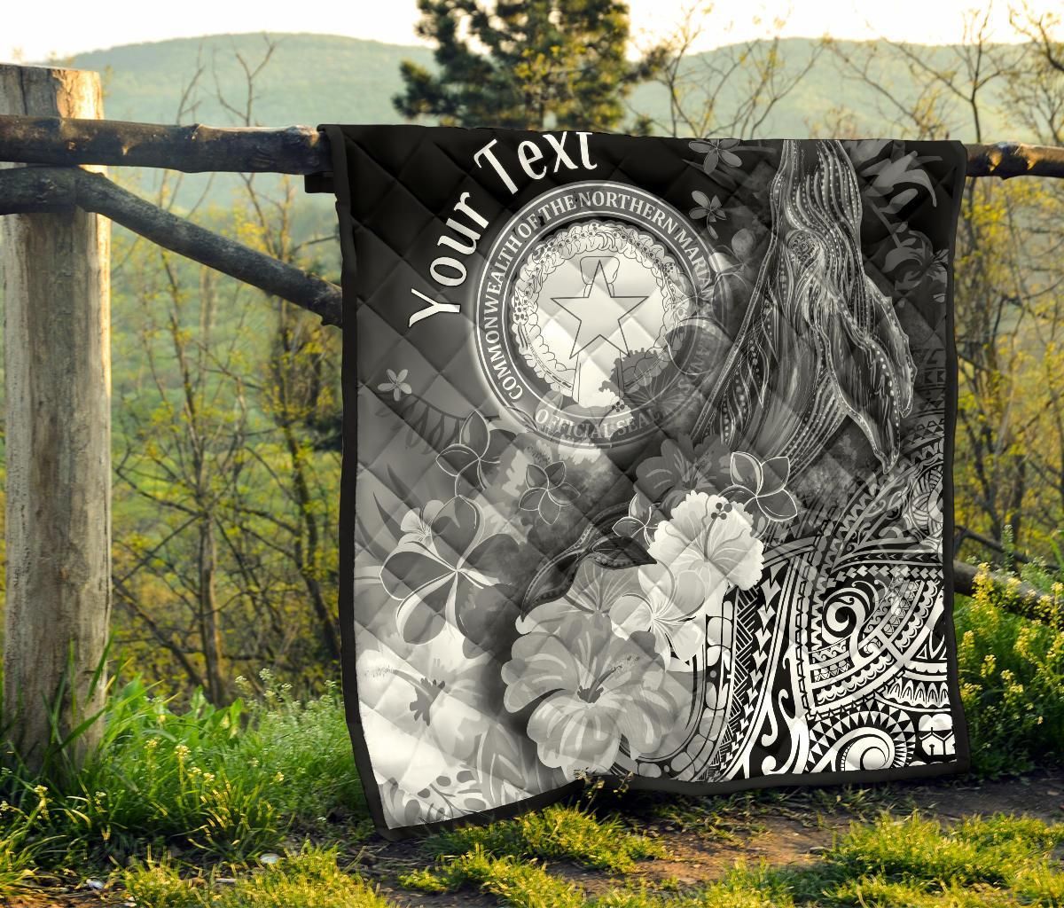 CNMI Custom Personalised  Premium Quilt - Humpback Whale with Tropical Flowers (White)