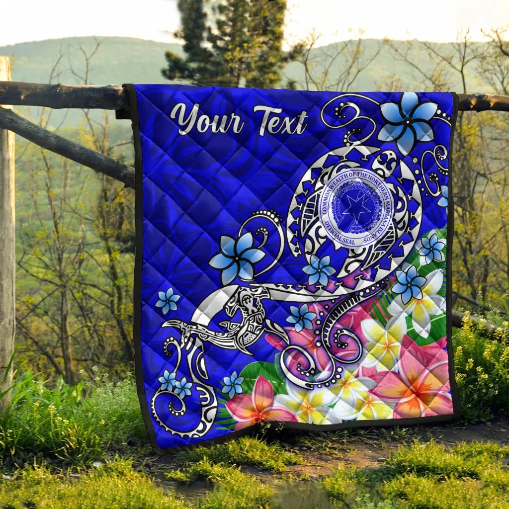 CNMI Custom Personalised Premium Quilt - Turtle Plumeria (Blue)
