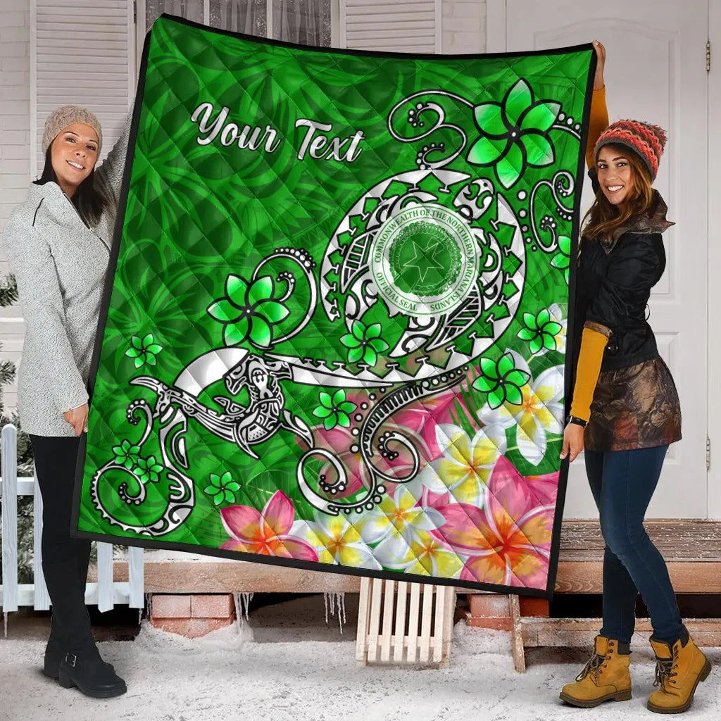 CNMI Custom Personalised Premium Quilt - Turtle Plumeria (Green)