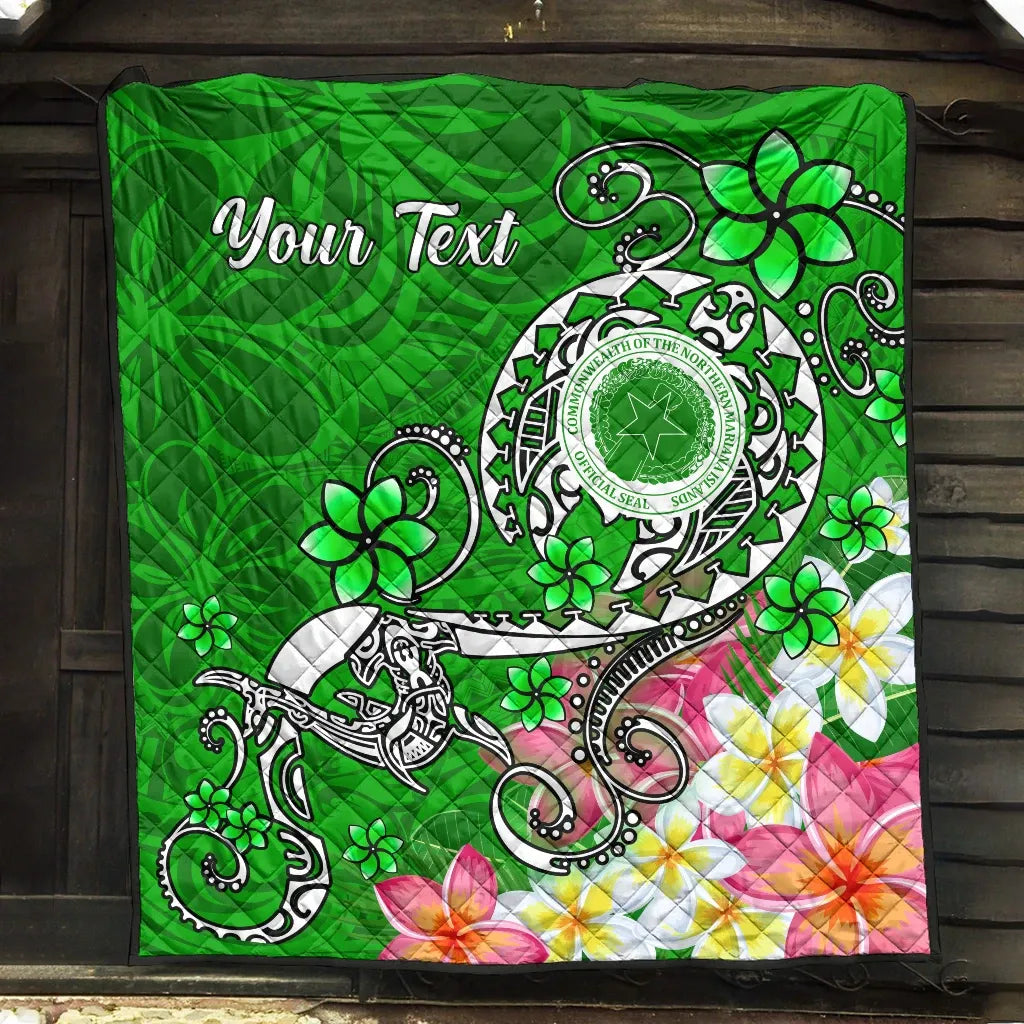 CNMI Custom Personalised Premium Quilt - Turtle Plumeria (Green)