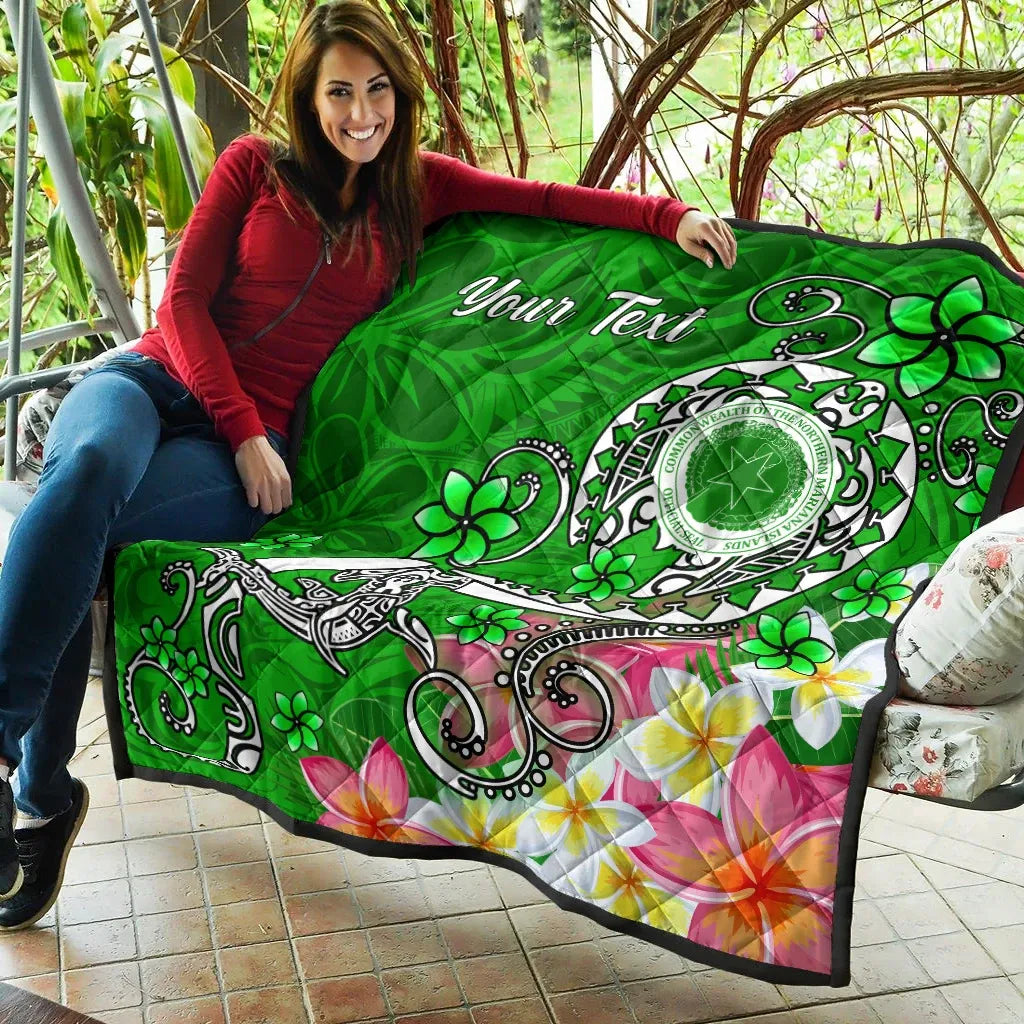 CNMI Custom Personalised Premium Quilt - Turtle Plumeria (Green)