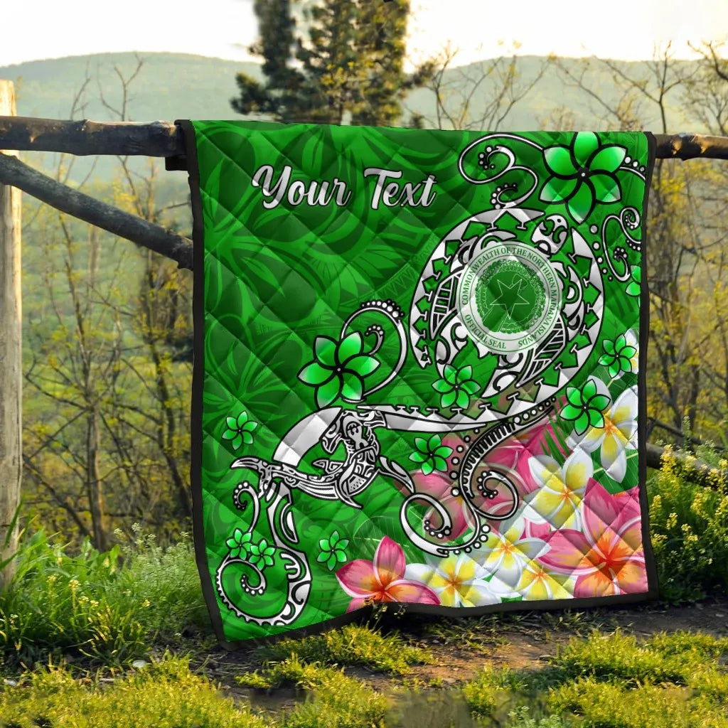 CNMI Custom Personalised Premium Quilt - Turtle Plumeria (Green)