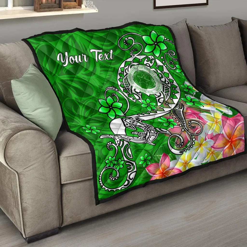 CNMI Custom Personalised Premium Quilt - Turtle Plumeria (Green)